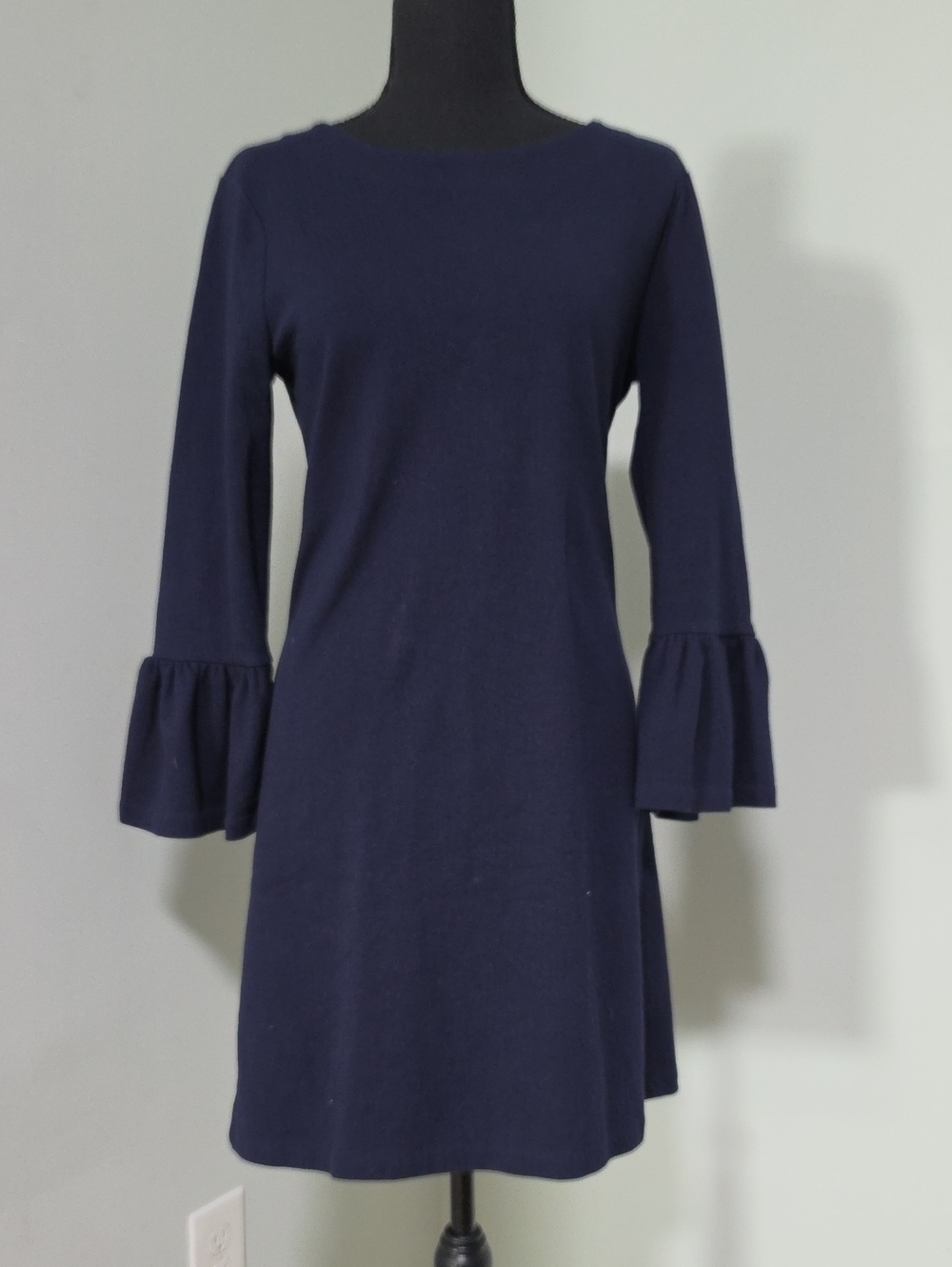 J. Crew Navy Long-Sleeve Bell Cuff Dress